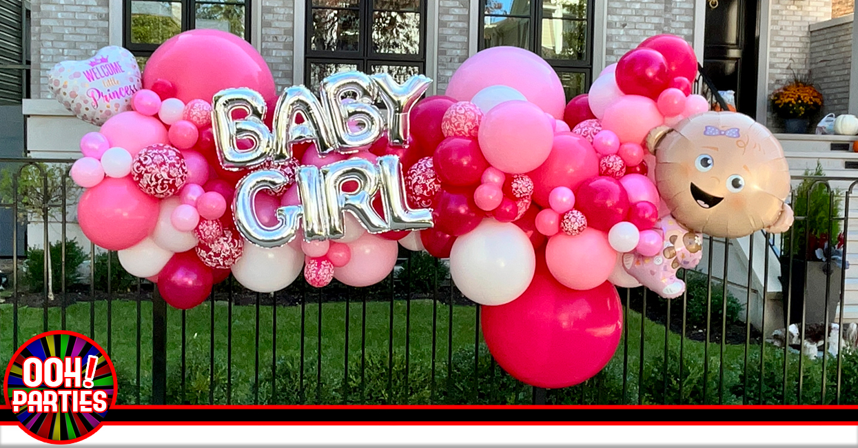 baby girl announcement balloon garland